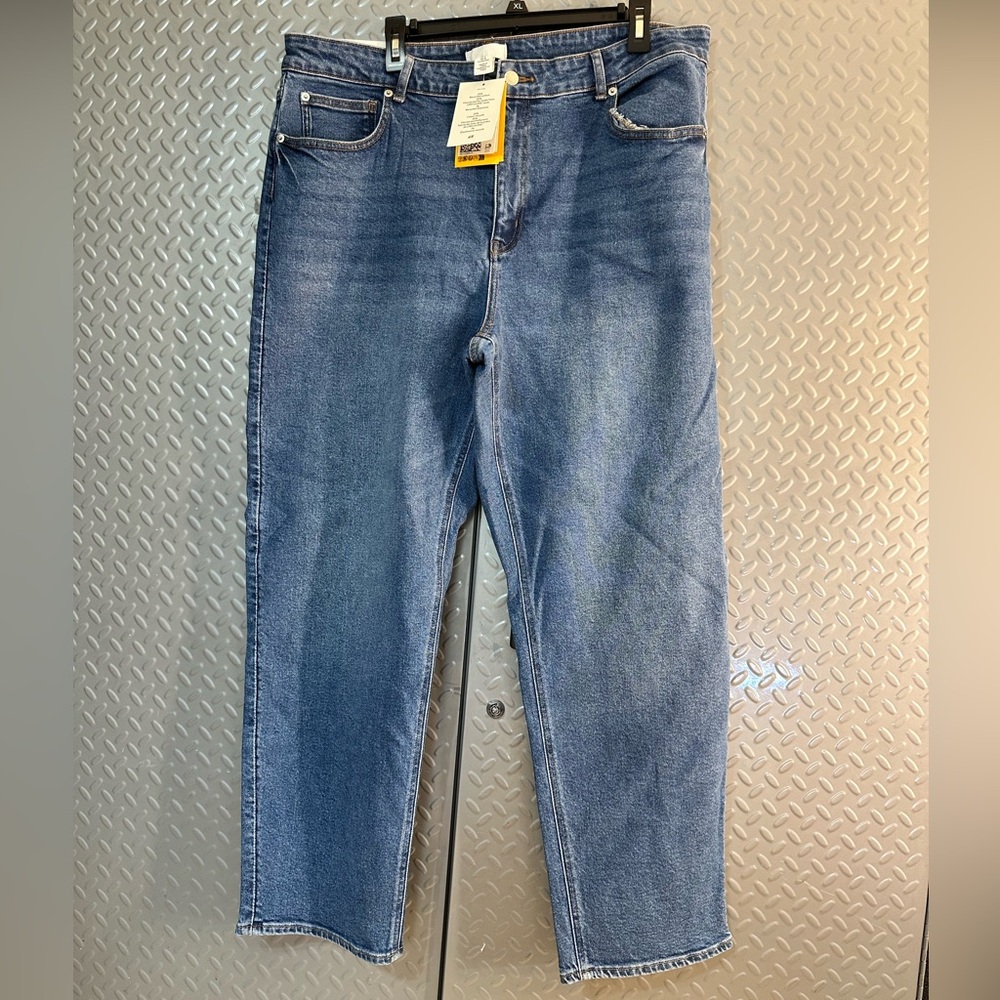 H&M Womens  High Waiste Wide Leg Blue Jeans